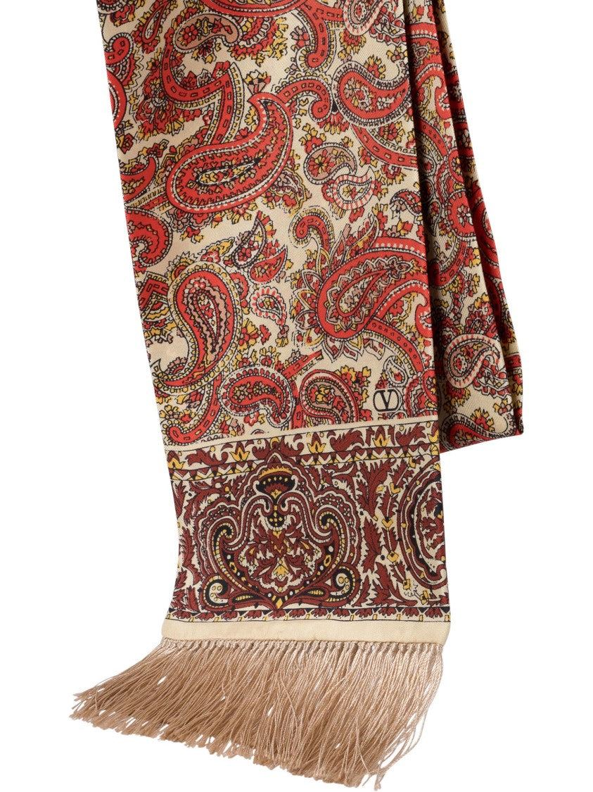 Valentino Garavani Paisley Patterned Fringed Scarf