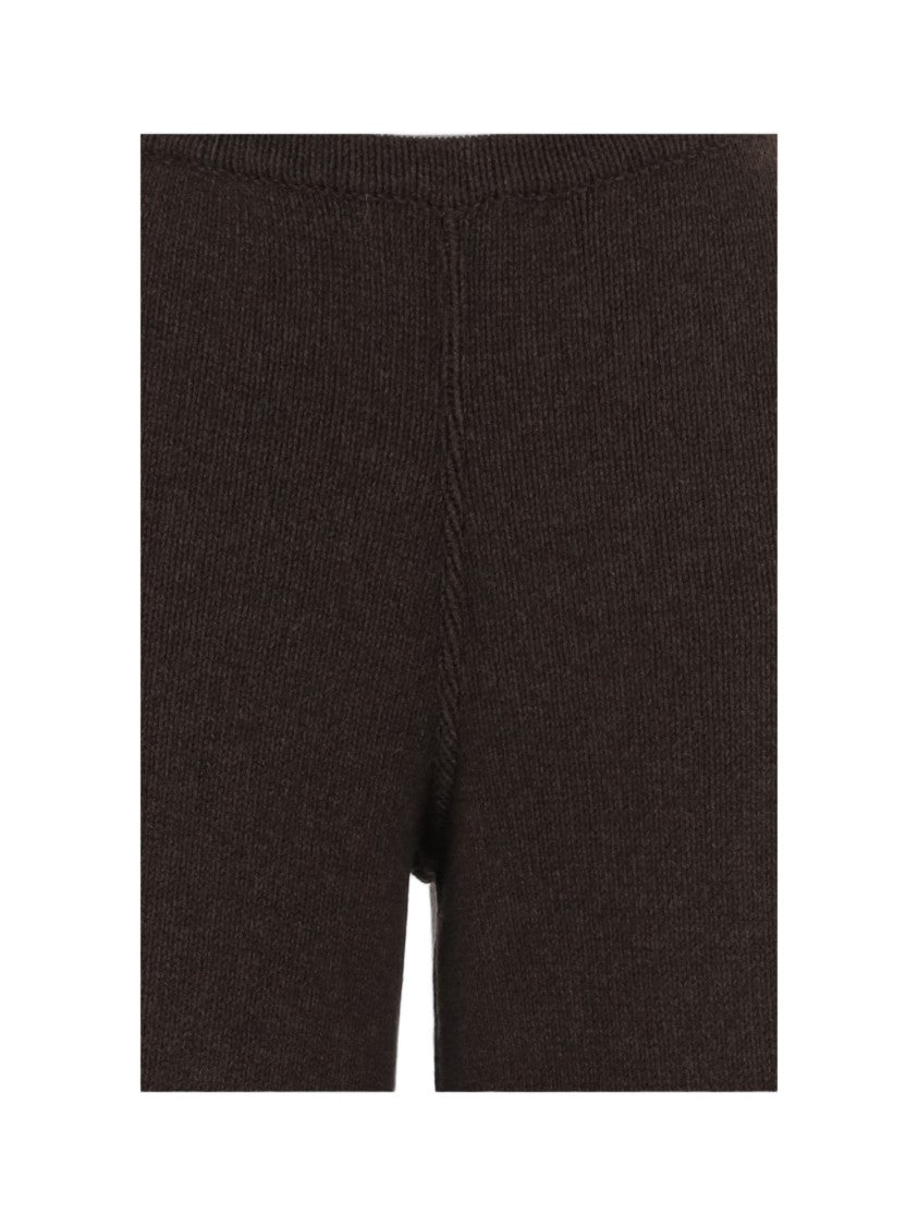 Bruno Manetti Dark Brown Wide-Leg Knit Wool-Cashmere Blend Pants
