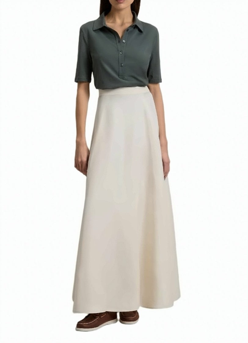 Woolrich Long Linen Blend Front Pleated Skirt