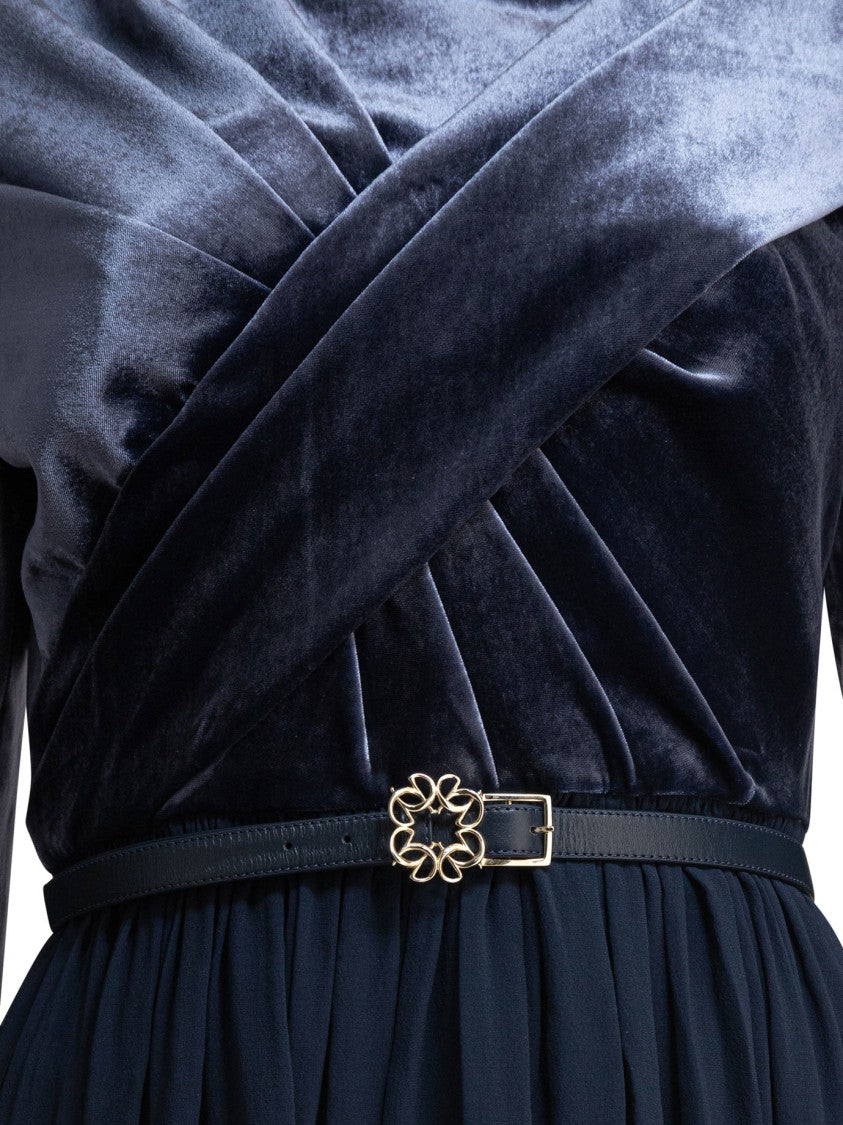 Elie Saab Wrap-Style Midi Dress With Velvet Bodice