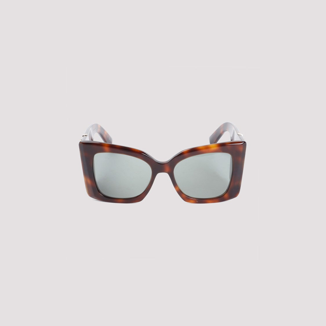 Saint Laurent Oversized Havana Green Acetate Sunglasses With Tortoiseshell Pattern