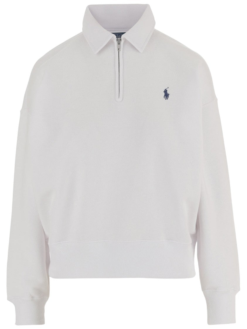 Polo Ralph Lauren Cotton Blend Pullover With Half-Zip And Embroidered Logo