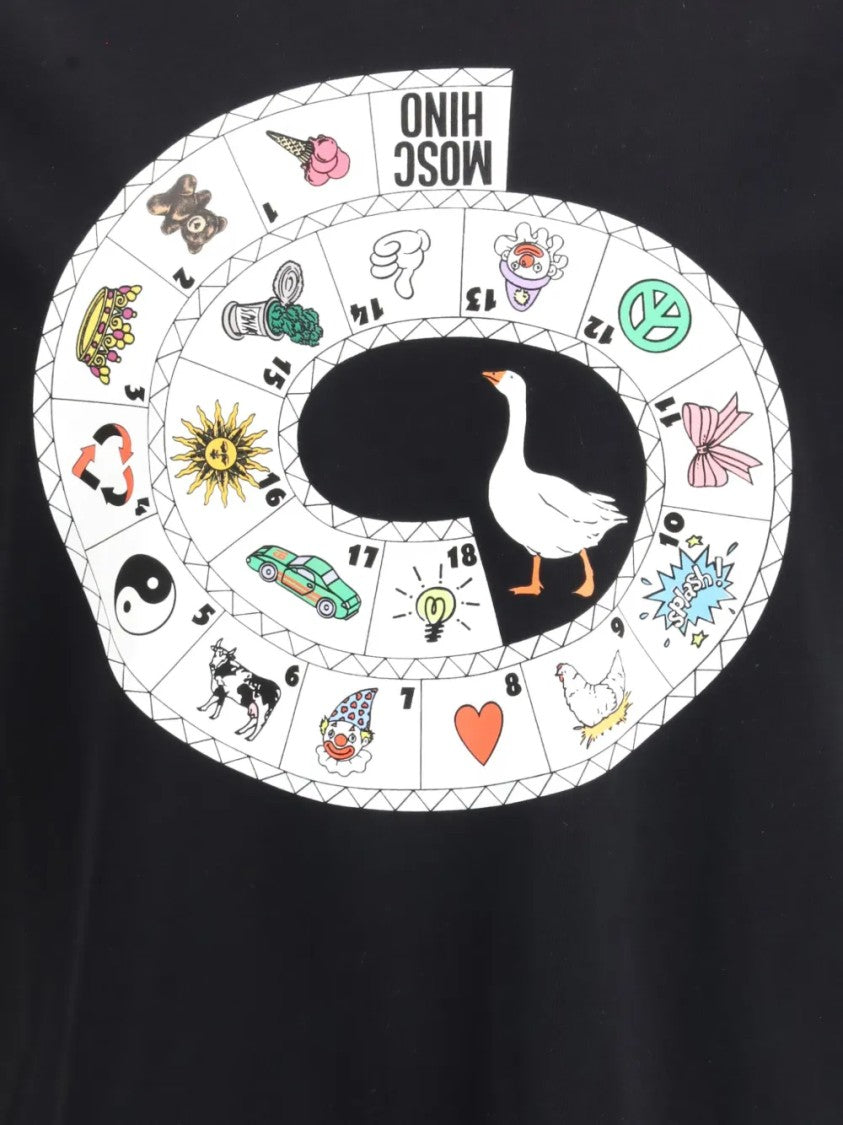 Moschino Graphic Spiral Design T-Shirt With Iconic Moschino Print