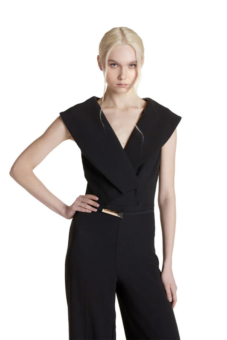 Simona Corsellini Black Crepe Wide-Leg Jumpsuit