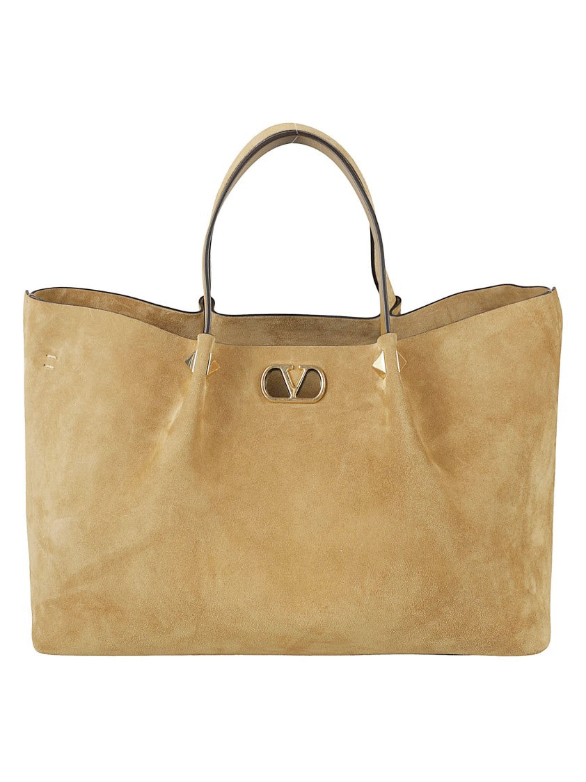 Valentino Garavani Soft Suede Tote Bag With Gold-Tone Accents