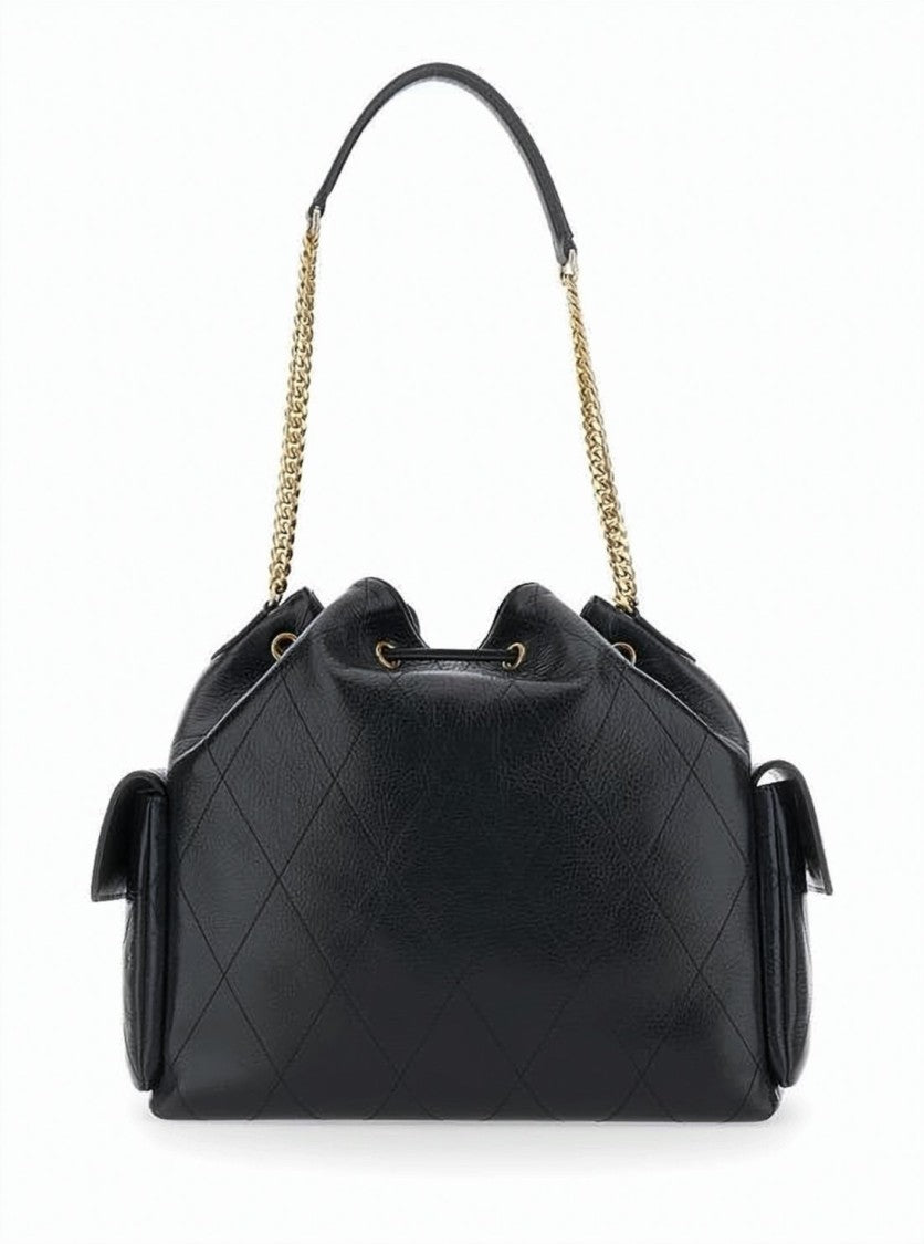 Tory Burch Quilted Leather Shoulder Bag With Drawstring Closure