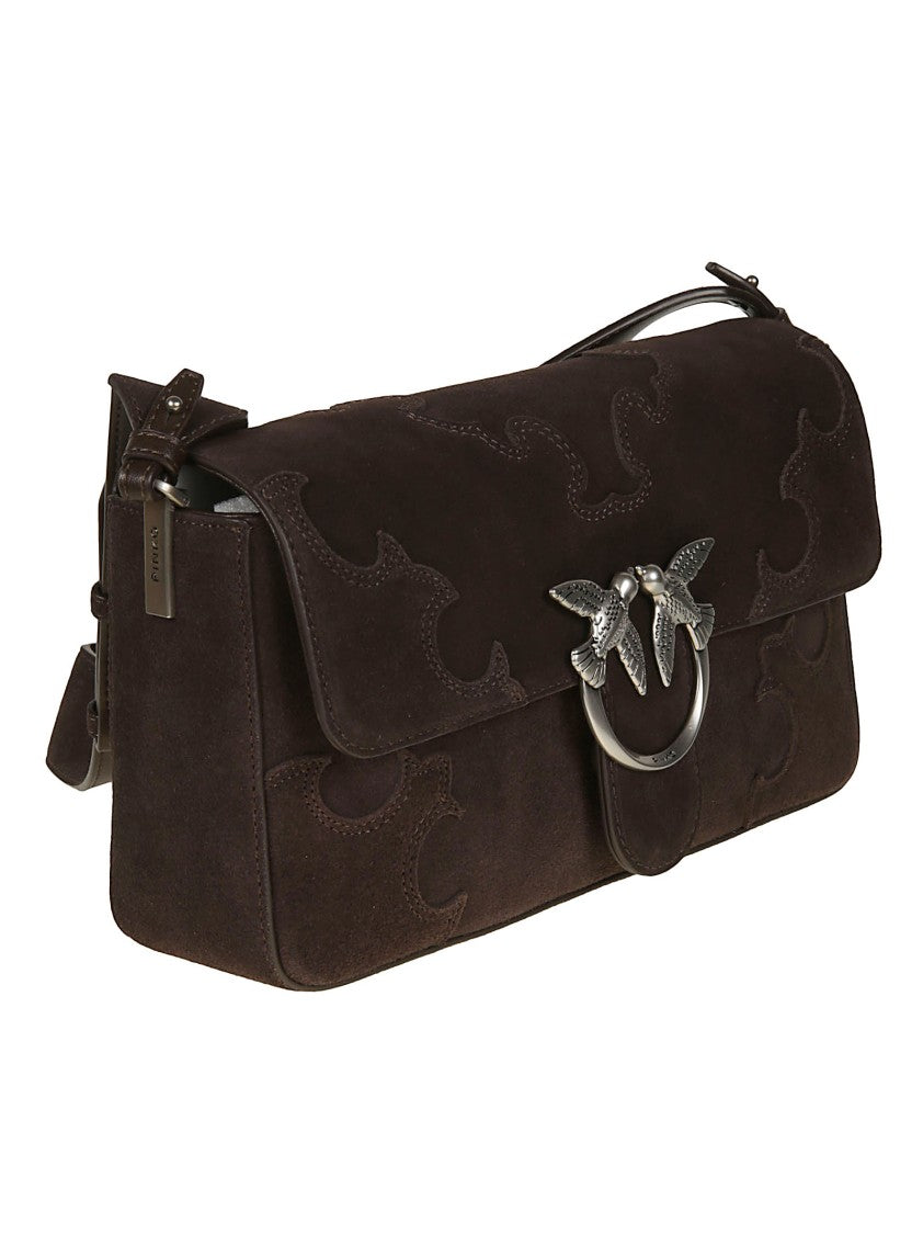 Pinko Love One Slouchy Brown Suede Handbag