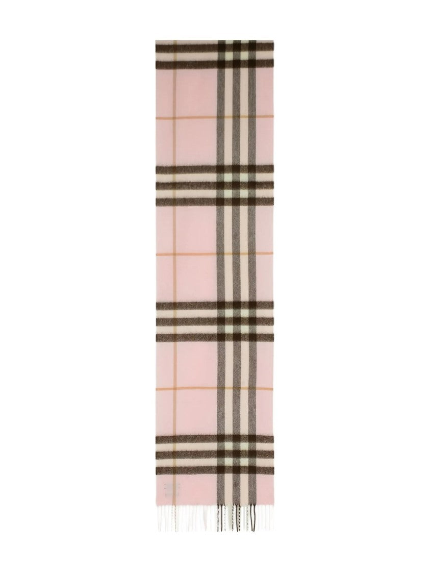 Burberry Classic Check Pattern Cashmere Scarf With Fringed Edges
