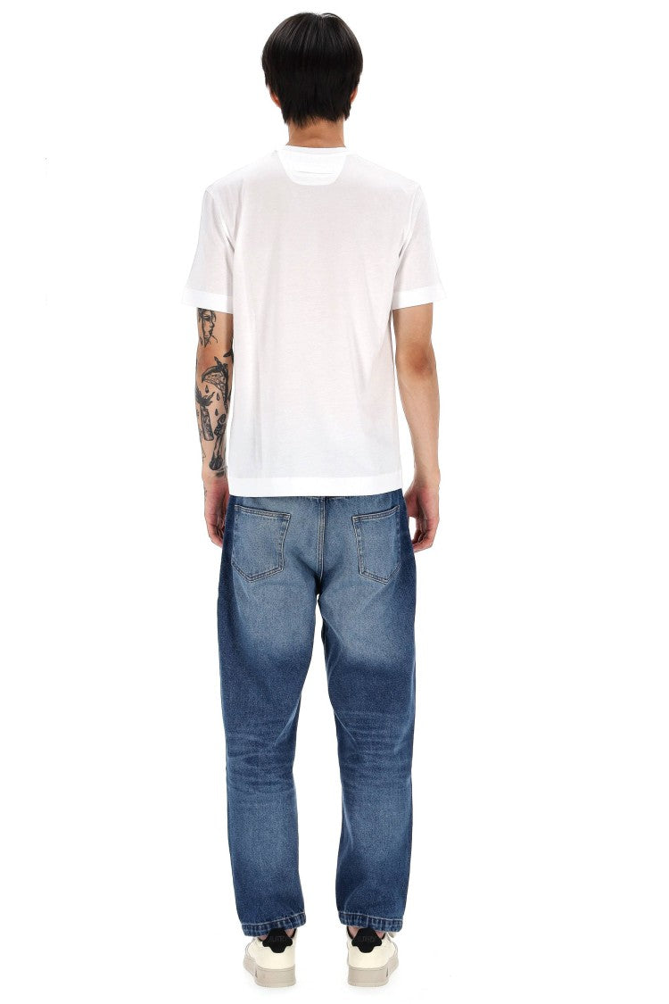Zegna Premium White Cotton Jersey T-Shirt With Subtle Embroidery