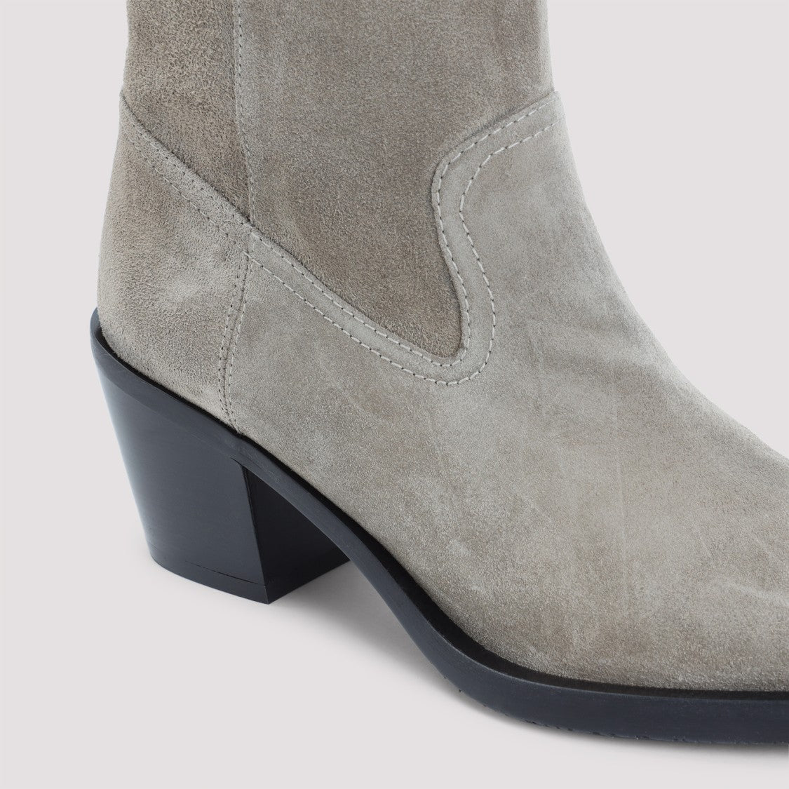 Stuart Weitzman Tate Grey Suede Leather Boots