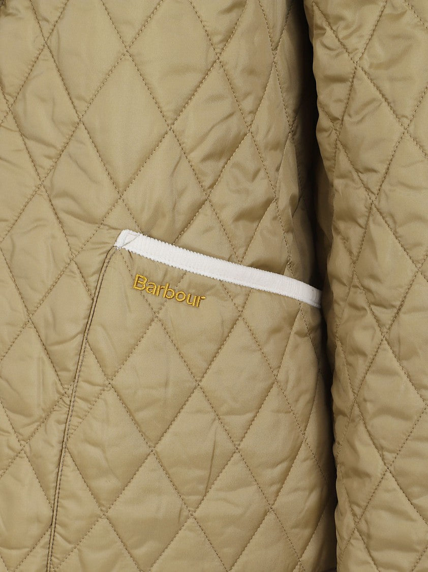 Barbour Cropped Diamond-Quilted Jacket With Velvet Details