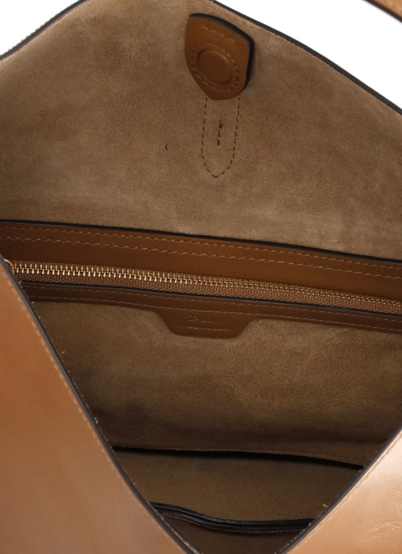 Polo Ralph Lauren Rounded Crescent-Shaped Leather Shoulder Bag With Adjustable Strap