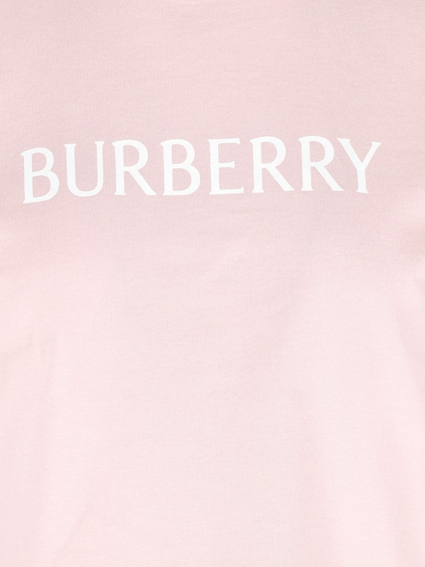 Burberry T-Shirt In Pink Cotton, Crew Neck, Short Sleeves