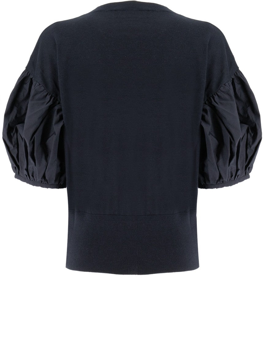 Fabiana Filippi Balloon Sleeve T-Shirt With Ribbed Detailing