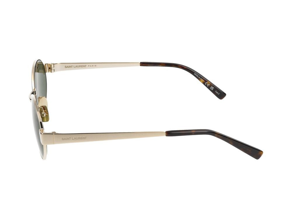 Saint Laurent Gold Round Metal Frame Sunglasses