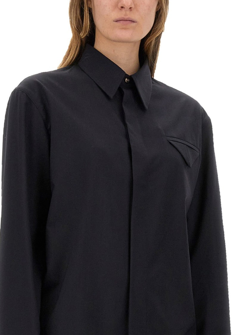 Bottega Veneta Tailored Wool Shirt With Structured Collar