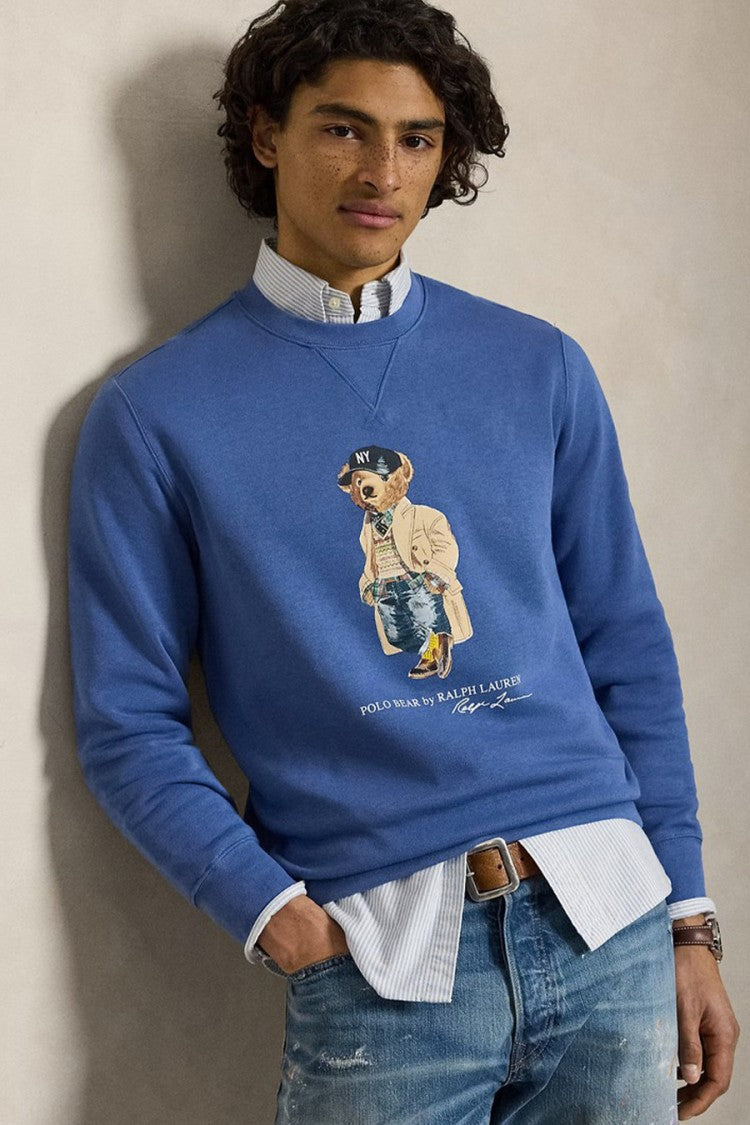 Polo Ralph Lauren Blue Teddy Bear Graphic Crew-Neck Sweatshirt