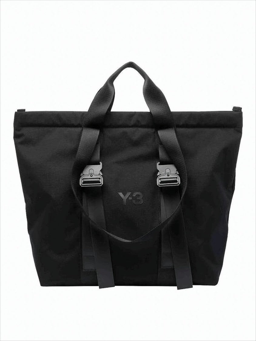 Y-3 Structured Black Polyester Tote Bag With Adjustable Straps