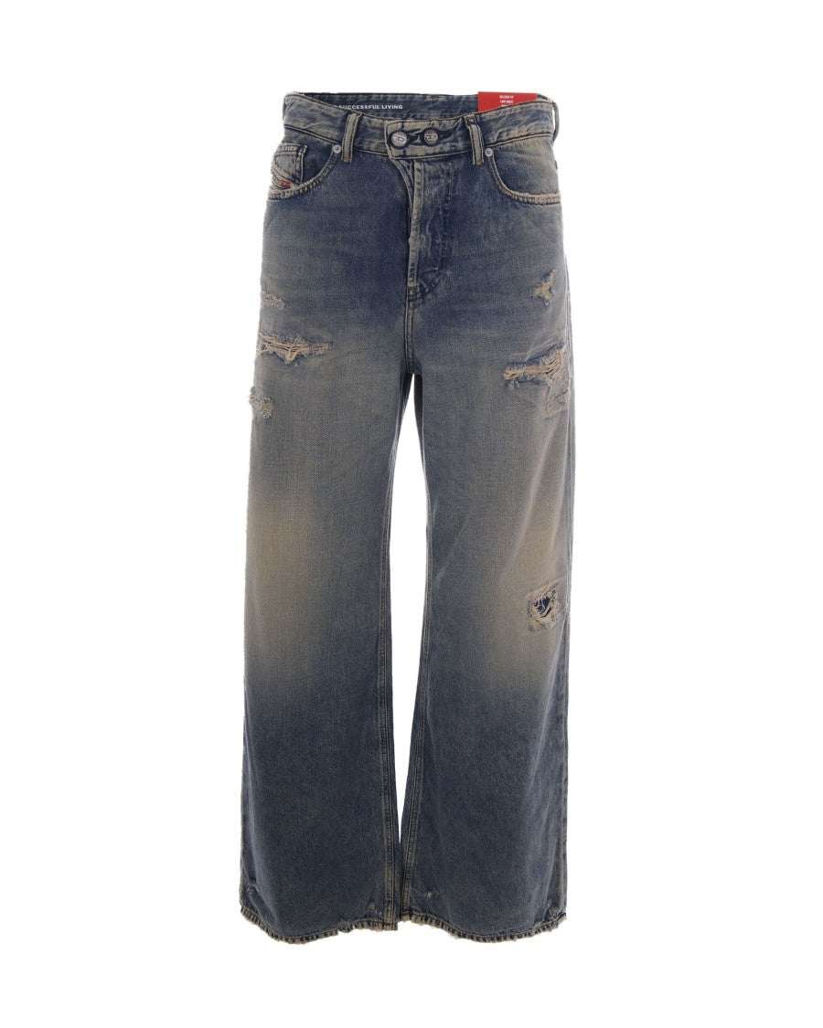 Diesel Wide-Leg Jeans With Worn Effect And Distressed Details