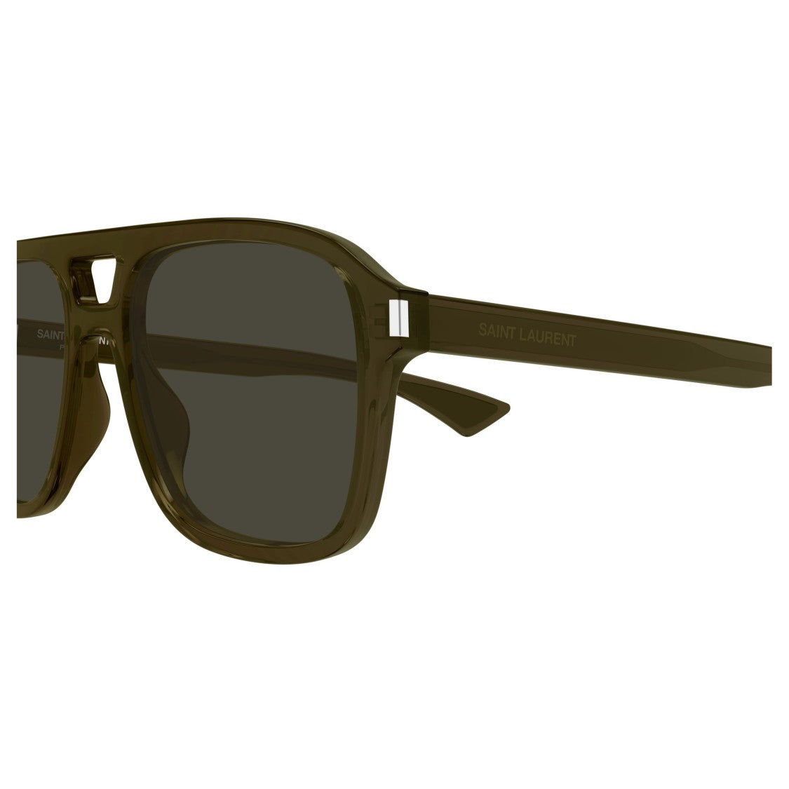 Saint Laurent Squared Frame Sunglasses With Double Bridge And Tinted Lenses