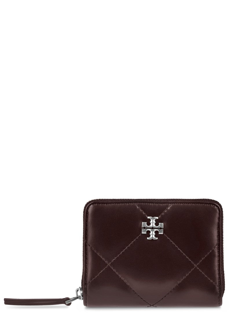 Tory Burch Kira Diamond Quilt Distressed Small Zip Around Wallet