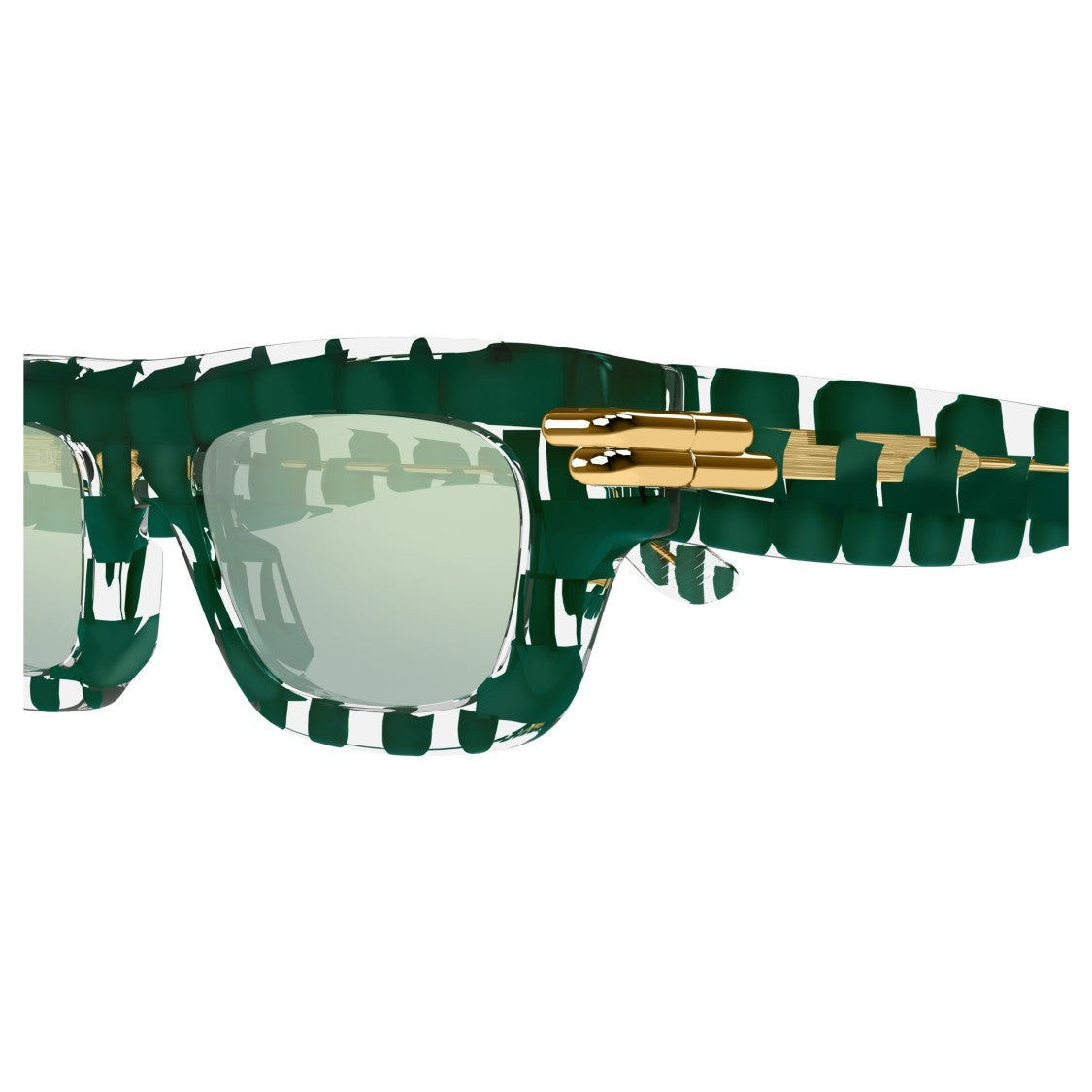 Bottega Veneta Checkered Pattern Sunglasses With Gold Accents