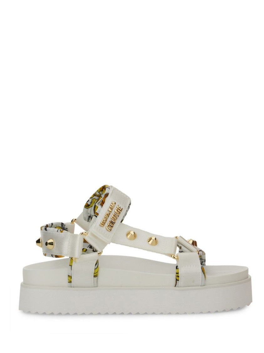 Versace Jeans Couture Sole Sandals With Decorative Logo Strap