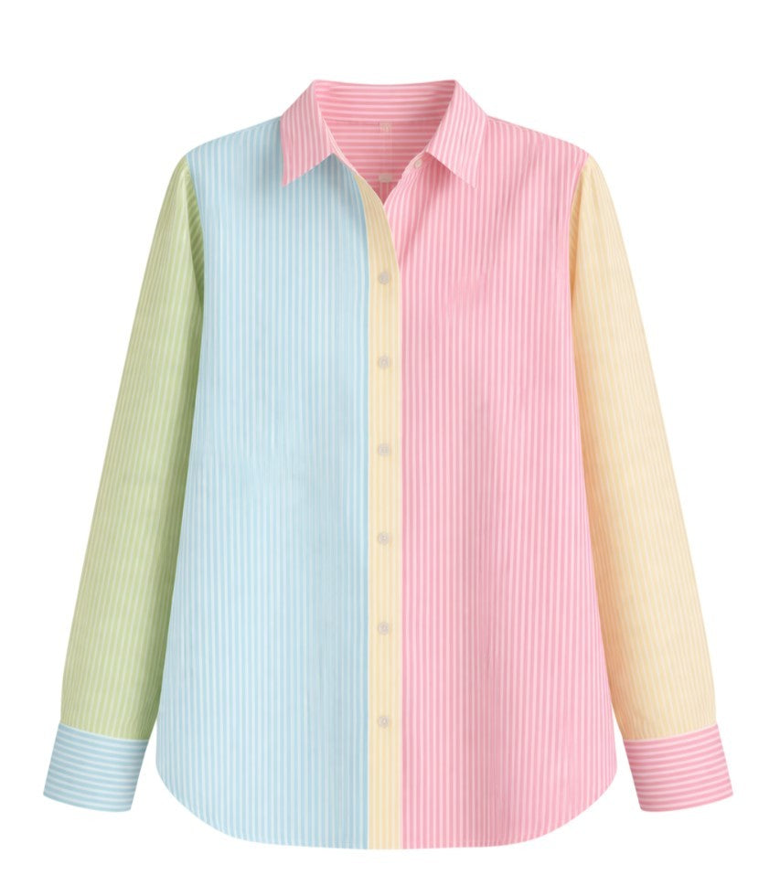 Mc2 Saint Barth Cristal Seersucker Multicolor Striped Shirt