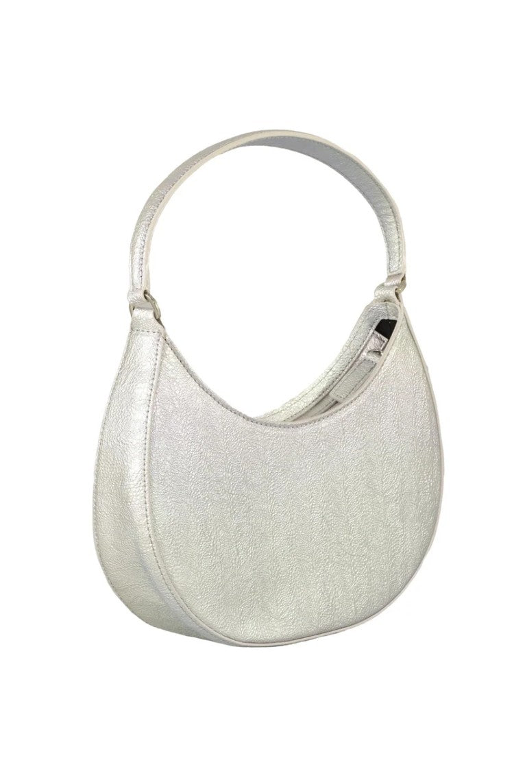 Msgm Crescent-Shaped Metallic Silver Msgm Bag