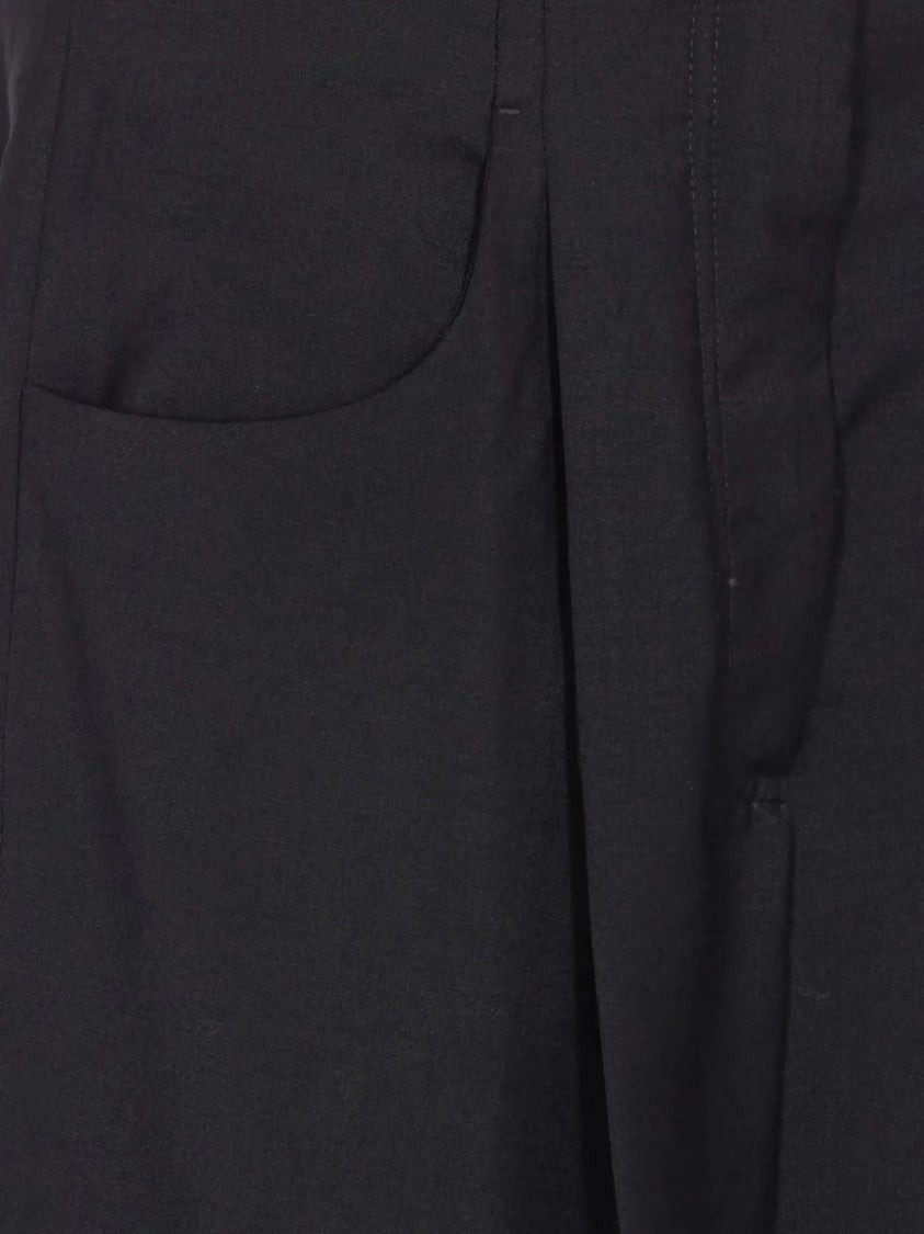 Fendi Wide-Leg Cropped Black Wool Tailored Trousers