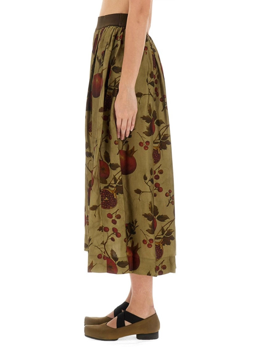 Uma Wang "Gilliant" Midi Skirt With Pomegranate Print