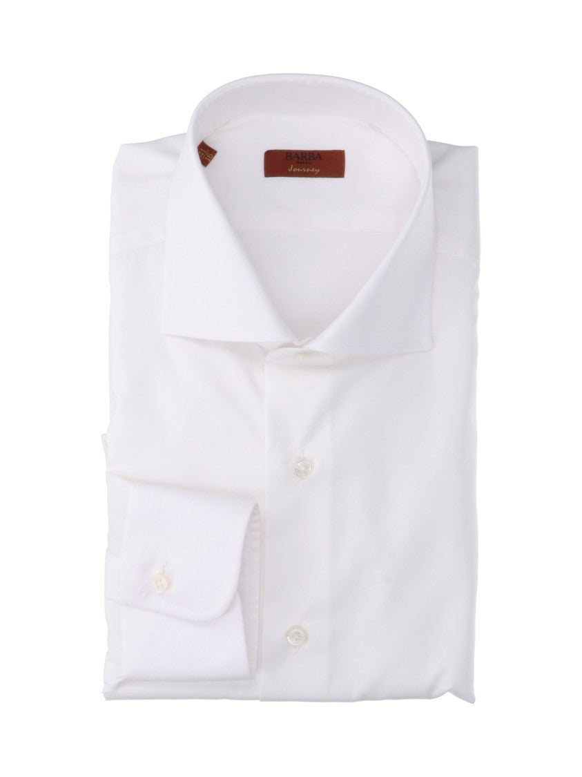 Barba Napoli White Crisp Tailored Long-Sleeve Formal Shirt