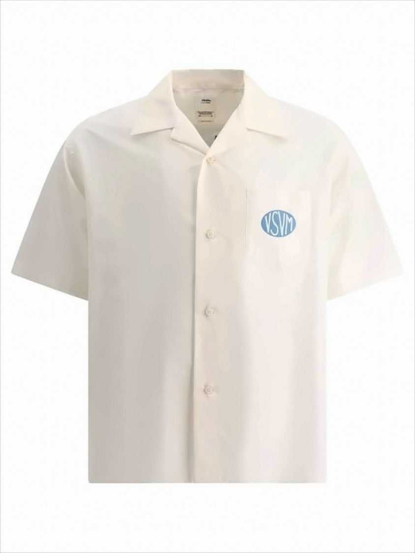 Visvim Short-Sleeved Silk Shirt With Classic Collar And Graphic Design