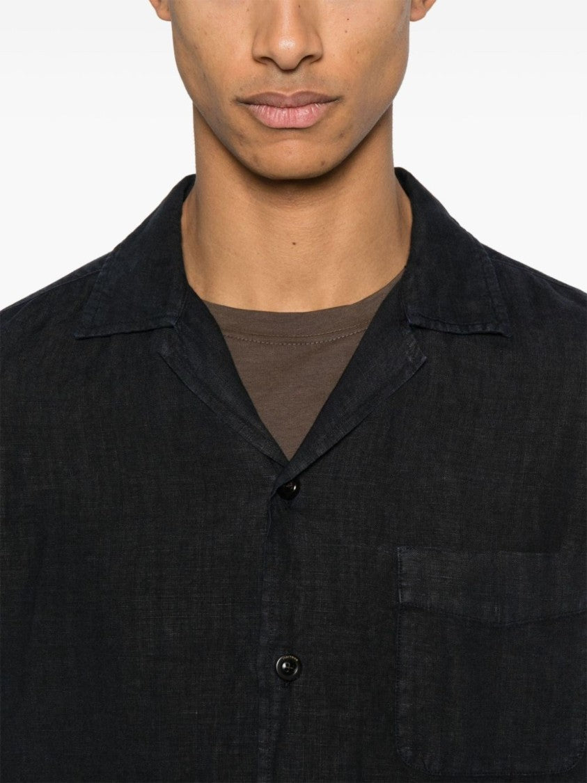 Boglioli Relaxed Fit Black Camp Collar Shirt