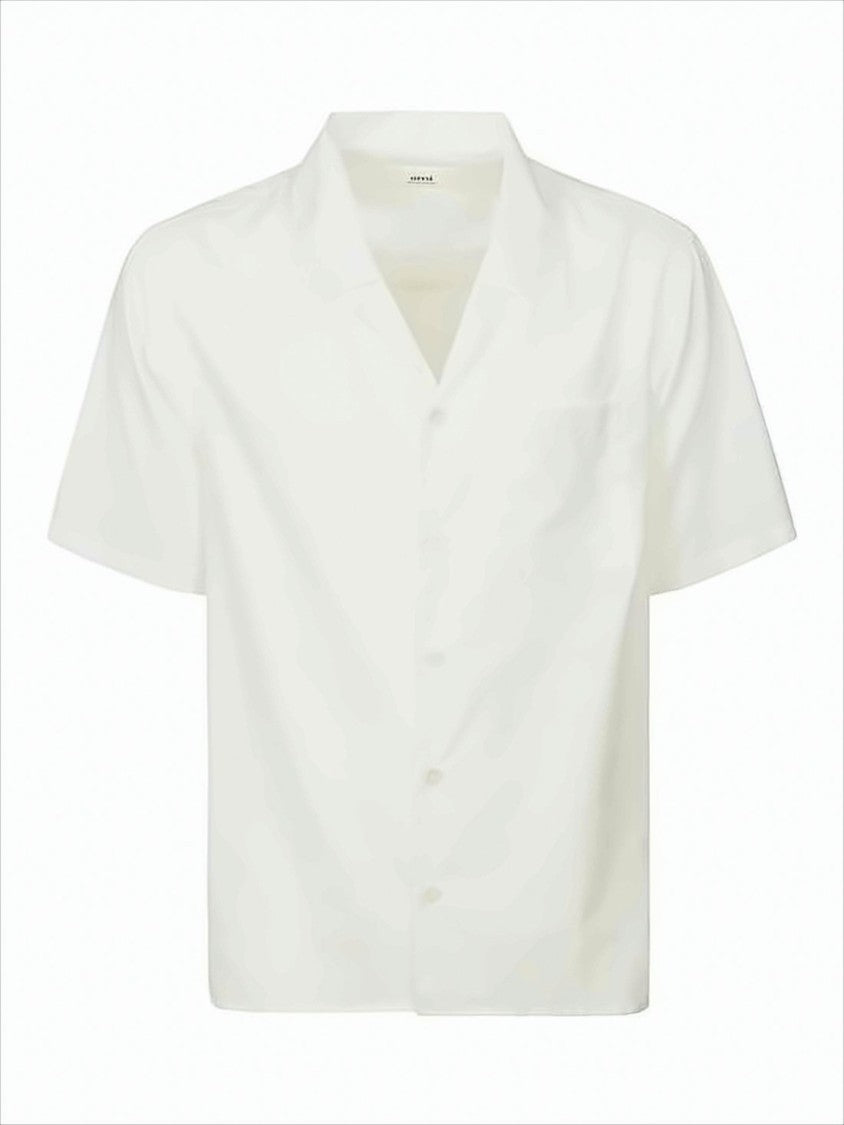 Ami Paris White Short-Sleeve Shirt With Classic Collar