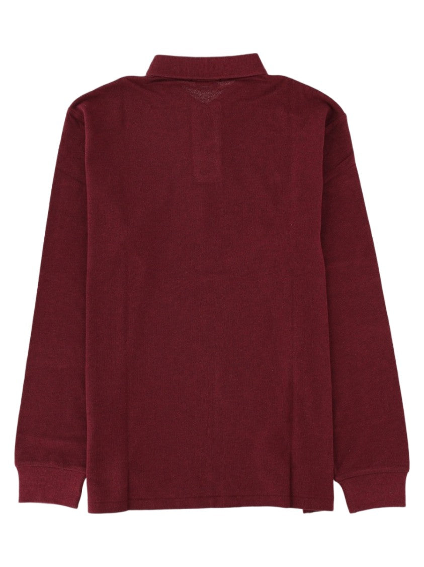 Polo Ralph Lauren Burgundy Embroidered Logo Long-Sleeve Cotton Polo Shirt