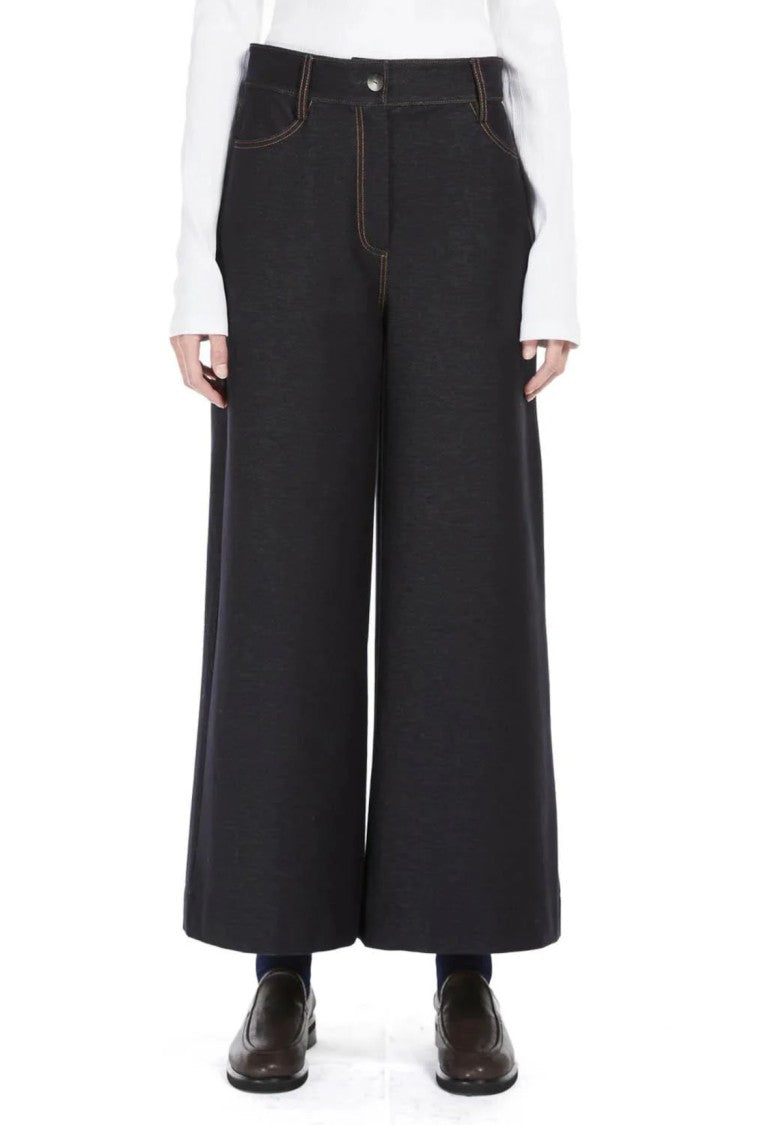 Max Mara Wide-Leg Cropped Black Pants