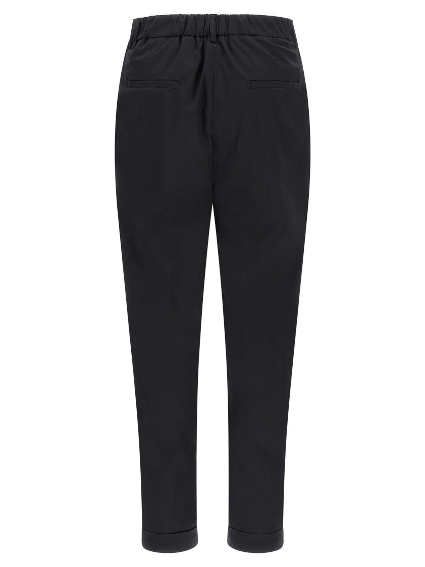 Kiton Tailored Black Poplin Pants With Straight Leg Silhouette