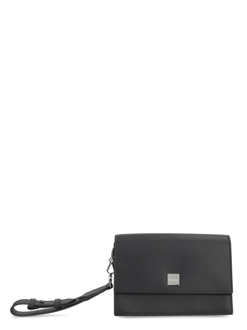 Max Mara Smooth Matte Finish Leather Clutch Bag With Structured Silhouette
