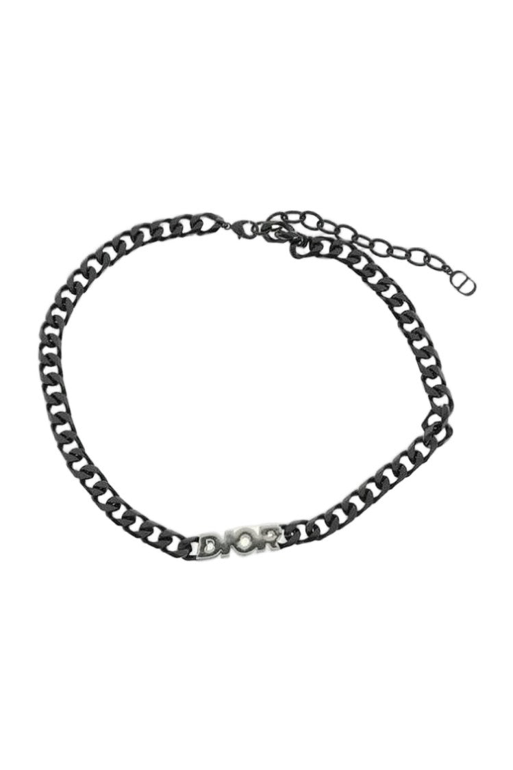 Christian Dior Bold Interlocking Chain Necklace With Prominent Logo