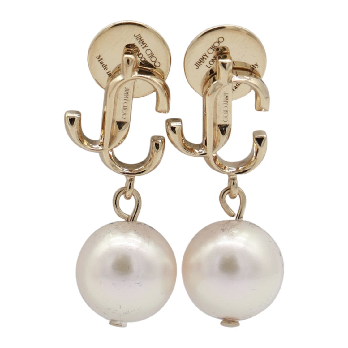 Jimmy Choo Interlocking Double J Pearl Drop Earrings