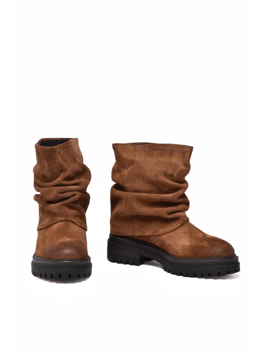 Aria Shoes Brown Suede Slouchy Ankle Boots