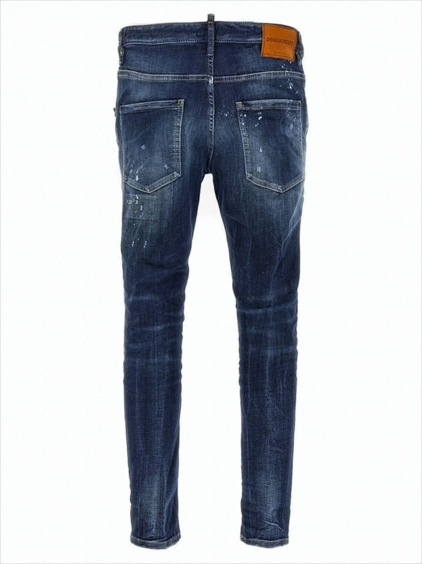 Dsquared2 Distressed Dark Blue Slim Fit Jeans
