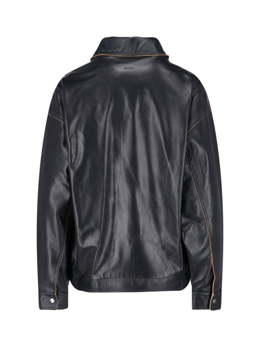 Calvin Klein Shearling Leather Jacket – Black