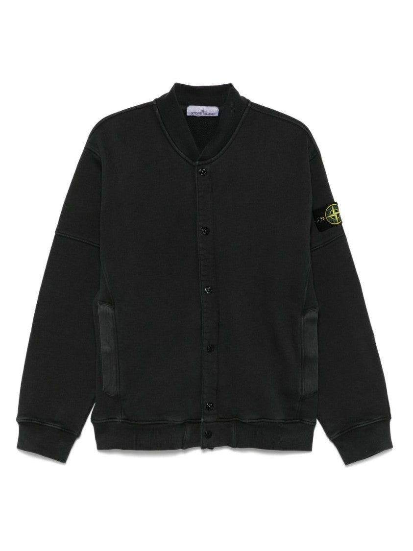 Stone Island Fitted Black Cotton Sweatshirt With Modern Detailing