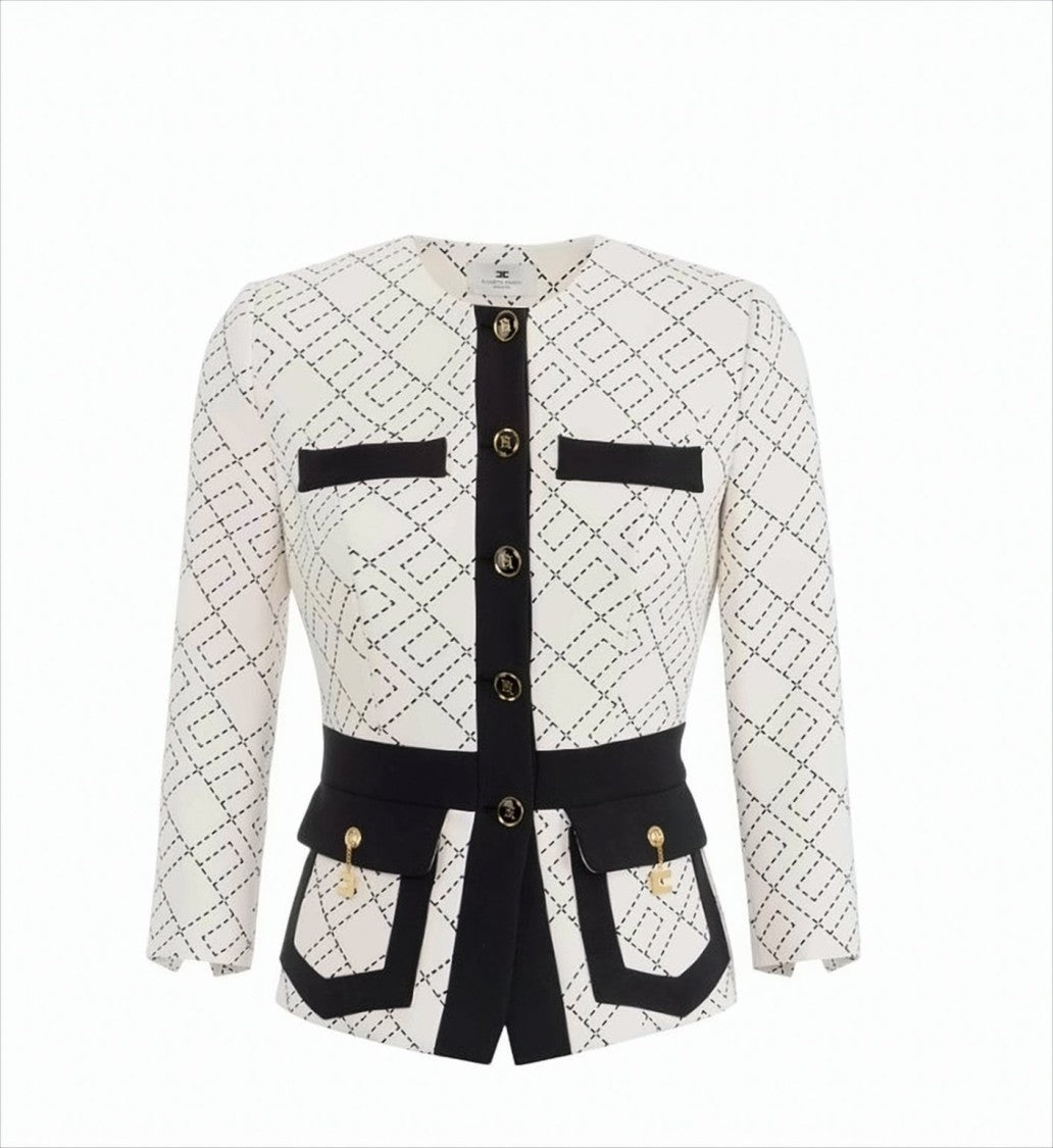 Elisabetta Franchi Double Crepe Jacket With Structured Shoulders