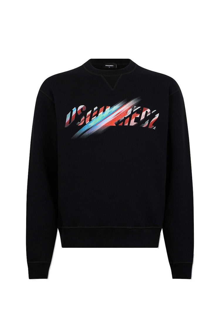 Dsquared2 Black Cotton Graphic Print Sweatshirt