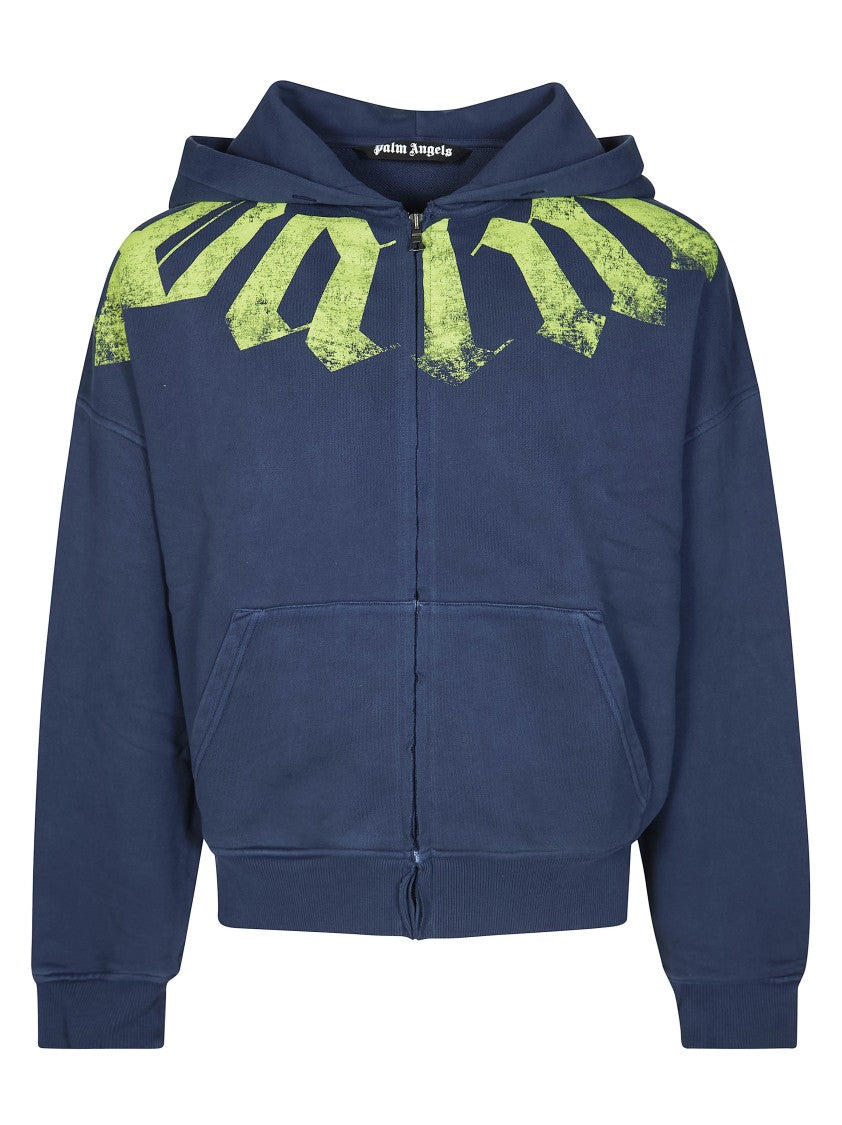 Palm Angels Deep Ocean Big Neck Logo Hoodie