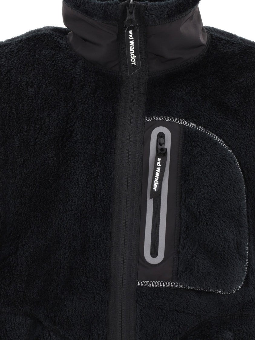 And Wander Plush Textured Jacket With High Collar