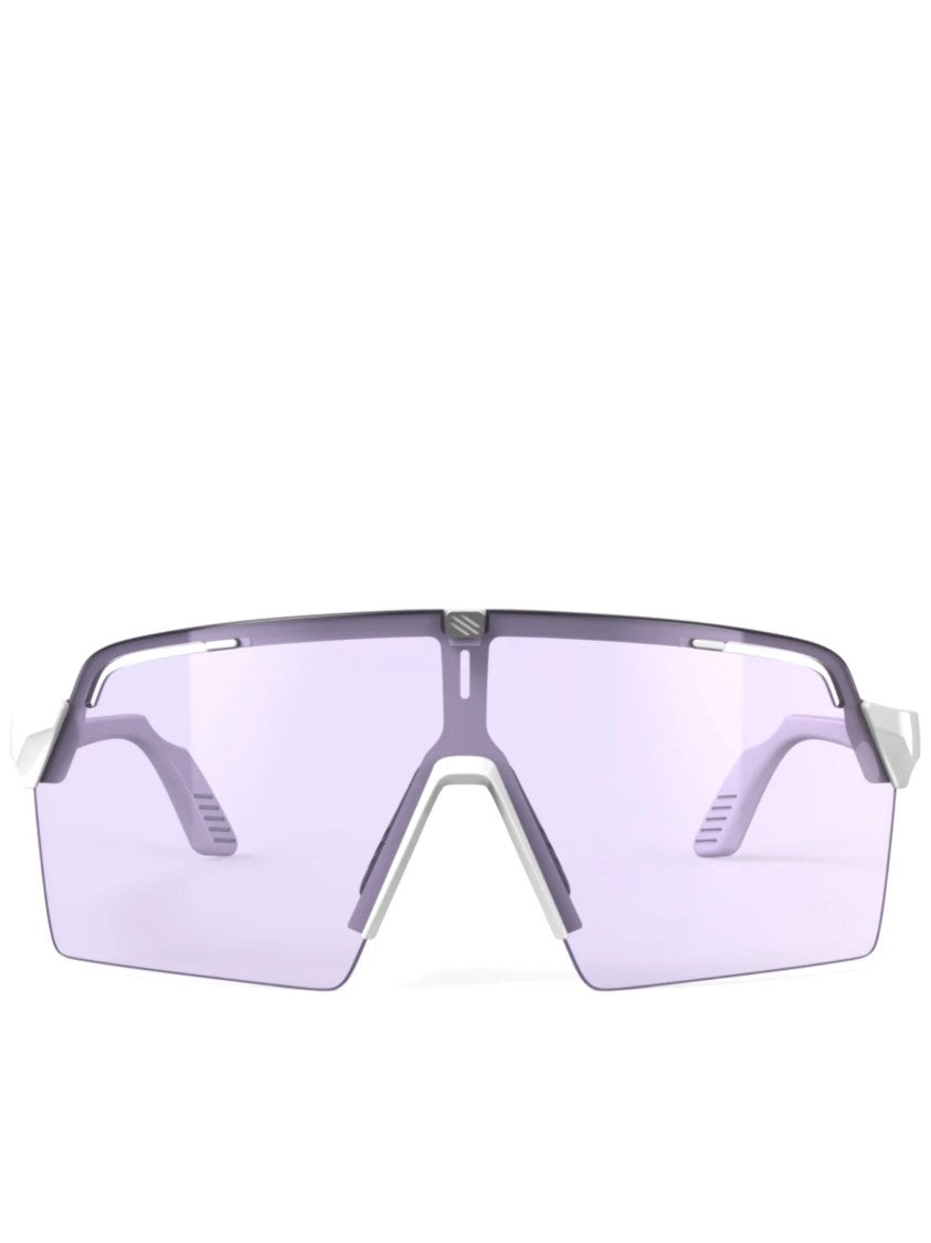 Rudy Project Sporty Angular White Sunglasses With Purple-Tinted Lens